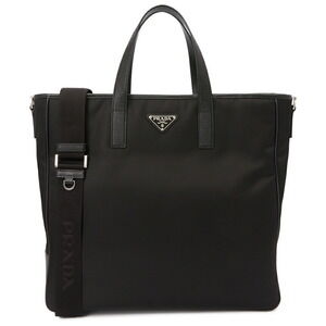 Prada Re Nylon Saffiano Leather Tote Bag Black